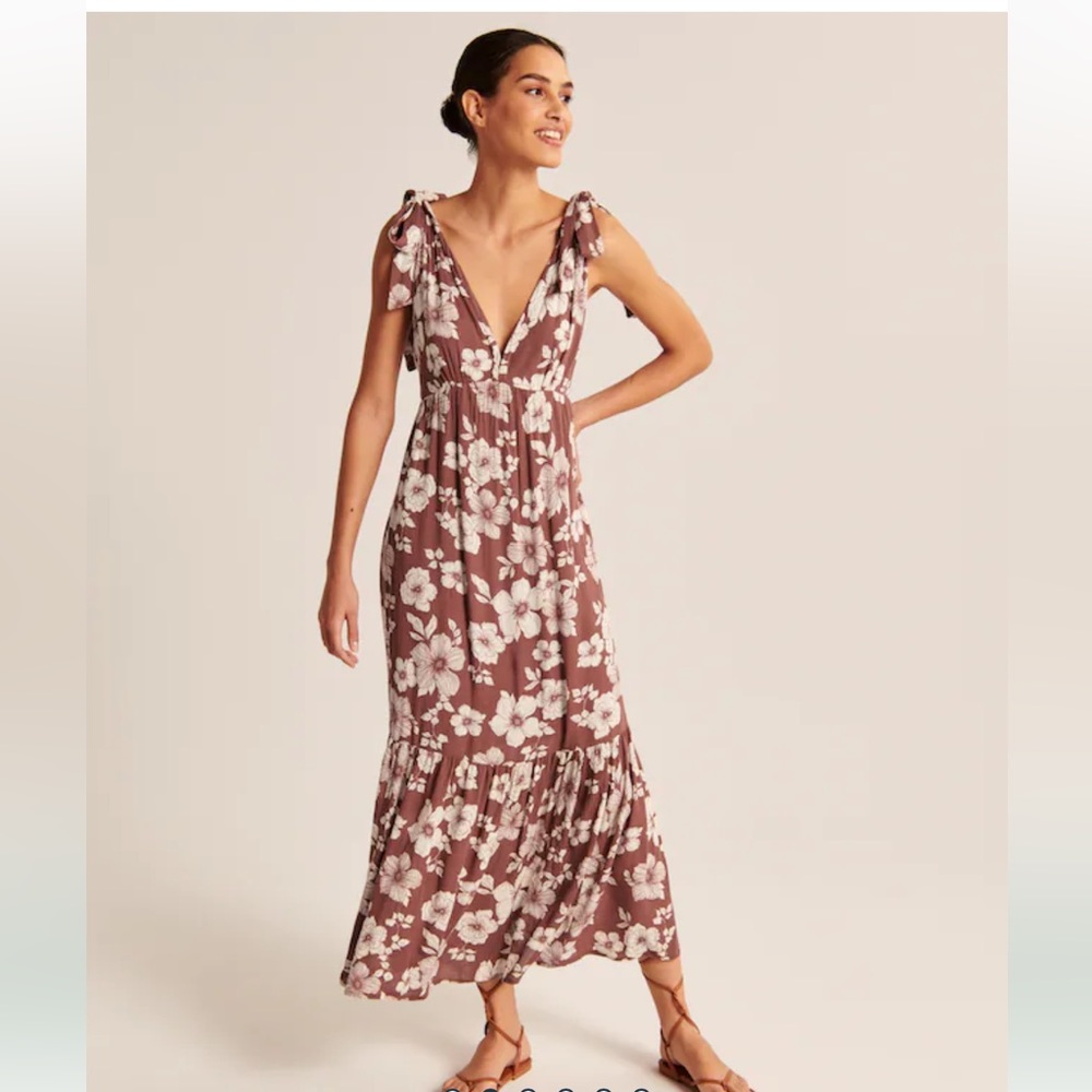 Abercrombie & Fitch Mauve Brown Floral Maxi Dress